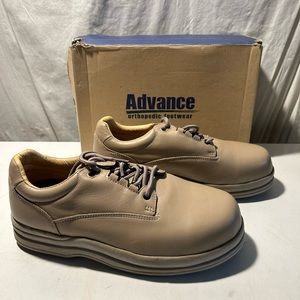 Advance tan genuine leather orthopedic oxfords lace up size11XW NIB
